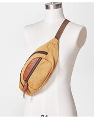 Canvas Leather Mens Womens Fanny Pack Canvas Waist Bag Small Hip Pack for Men