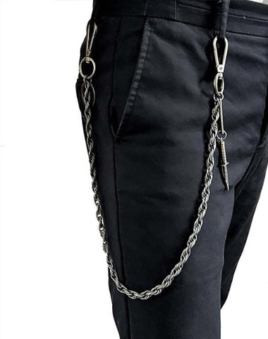 25'' Metal HUNTER SWORD BIKER SILVER WALLET CHAIN LONG PANTS CHAIN SILVER jeans chain jean chain FOR MEN