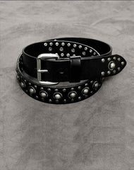 Badass Mens Leather Rock Punk Belt Motorcycle Belt Cool Rivet Leather Belt For Men