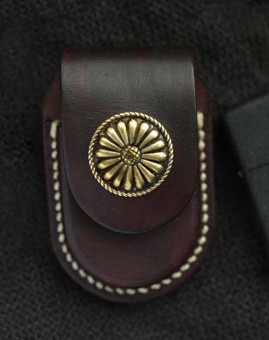 Cool Handmade Leather Mens Zippo Lighter Cases With Belt Loop Chocolate Lighter Holders For Men