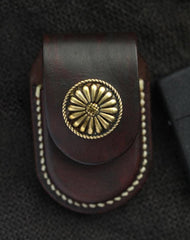 Cool Handmade Leather Mens Zippo Lighter Cases With Belt Loop Chocolate Lighter Holders For Men