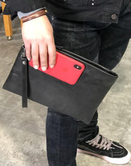 Fashion Business Black Large Leather Mens Long Wallet Wristet Wallet Clutch Wallet Hand Bag For Men