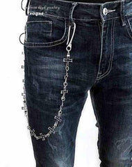 28'' Metal CROSS LOOPS BIKER SILVER WALLET CHAIN LONG PANTS CHAIN SILVER jeans chain jean chain FOR MEN