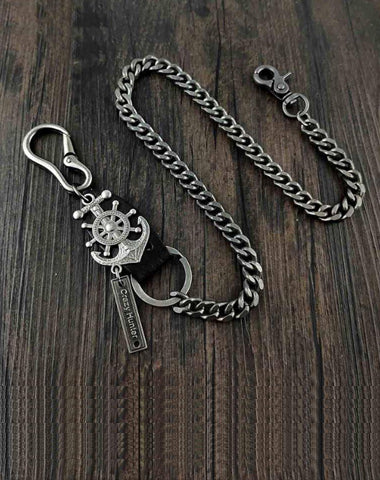 SOCOOL Mens Wallet Chain Silver Metal Long Jean Chain Keychain Biker 2 Strands Biker Links, Men's, Size: One Size
