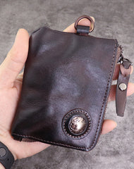 Brown Men Leather Front Pocket Wallets Card Holder Zip Card Holder Wallet For Men