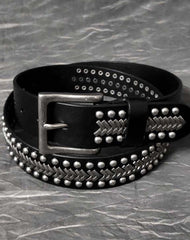 Cool Black Leather Metal Rock Belt Brown Motorcycle Punk Rivet Belt Leather Belt For Men