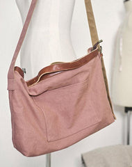 Canvas Womens Pink Leather Large Shoulder Bag Courier Bag Green Postman Bag for Women