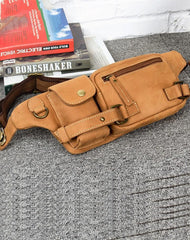 Vintage Leather Fanny Pack Mens Waist Bag Hip Pack Belt Bag Bumbag for Men