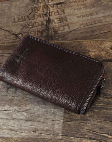 Handmade Genuine Leather Mens Cool Slim Leather billfold Wallet Men Small Wallets Bifold for Men