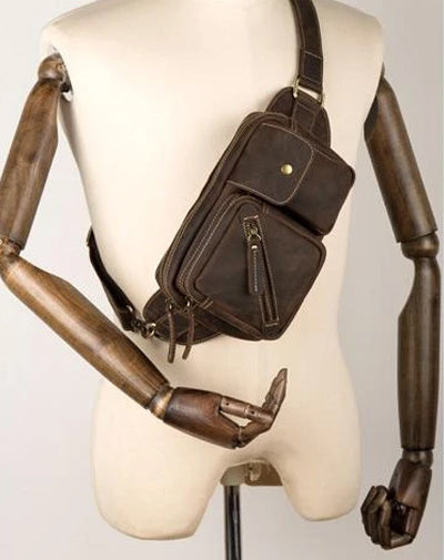 Vintage Leather Fanny Pack Mens Waist Bag Hip Pack Belt Bag Bumbag for Men