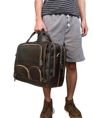 Brown Leather Mens 16 inches Laptop Work Bag Handbag Briefcase Shoulder Bags Business Bags For Men