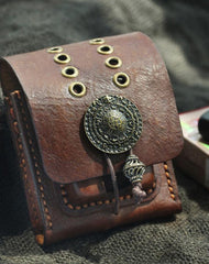 Cool Handmade Brown Leather Mens Zippo Cigarette Case with Lighter Holder Belt Loop for Men