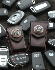 Cool Handmade Leather Mens Car Key Case Car Key Holder with Belt Loop For Men