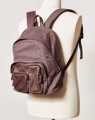 Cool Red Canvas Leather Mens Womens Backpack Canvas Brown Travel Canvas Backpack School Backpack for Women