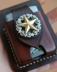 Handmade Coffee Leather Classic Zippo Lighter Case Standard Zippo Lighter Holder Pouch For Men