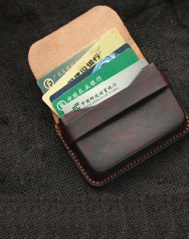 Cool Coffee Leather Mens Business Card Holder Coin Purse Small Change Wallet For Men