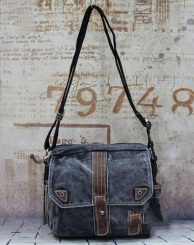 Fashion Canvas Black Mens Small Postman Bag Canvas Messenger Bags Courier Bag For Men