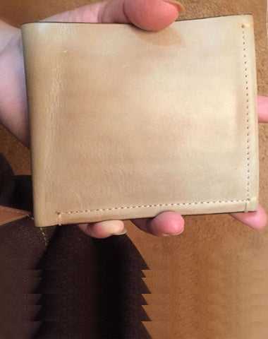 Handmade Leather Mens Cool billfold Leather Wallet Men Slim Wallet Bifold for Men