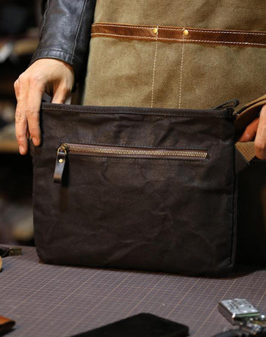 Camouflage Canvas Mens Small Courier Bag Messenger Bag Black Postman Bag For Men