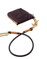 Cool Coffee Leather Mens Small Biker Chain Wallets Front Pocket Chain Wallet Small Wallet For Men