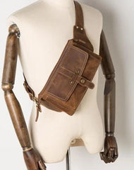 Vintage Leather Fanny Pack Mens Waist Bag Hip Pack Belt Bag Bumbag for Men