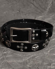 Cool Black Punk Leather Star Metal Rock Belt Motorcycle Belt Leather Belt For Men