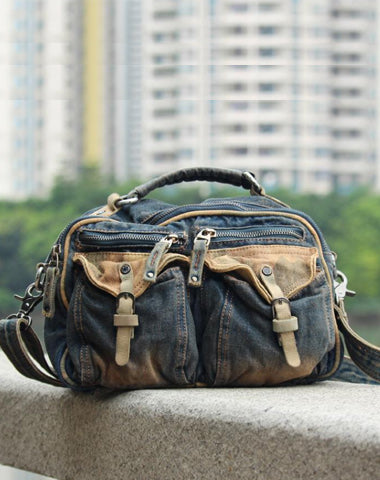 Blue Denim Mens Womens Small Messenger Bag Jean Casual Postman Bags Shoulder Bag Courier Bag For Men