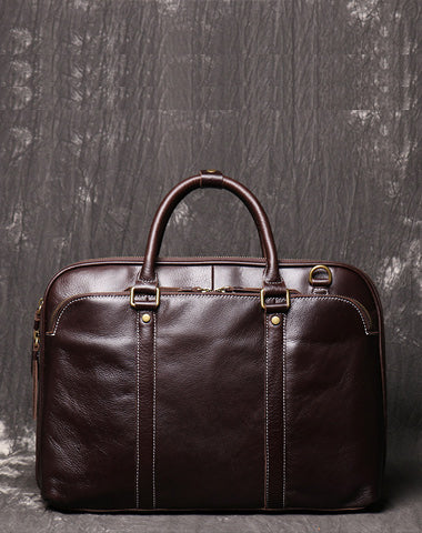 Brown Leather Mens Business 15.6 inches Laptop Work Briefcase Handbag Briefcase Business Bags For Men