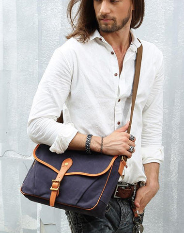 Casual Canvas Leather Mens Side Bag Side Bag Small Messenger Bags Casual Courier Bags for Men