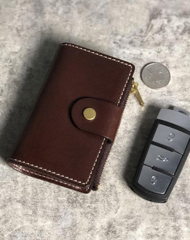 Handmade Leather Mens Cool Key Wallet Car Key Change Coin Card Holder Car Key Case for Men