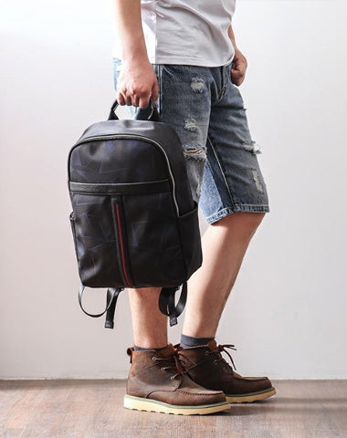 Cool Black Nylon Backpack Men's 14 inches Waterproof Backpack School Backpack For Men