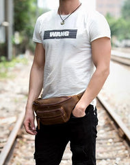 Vintage Leather Fanny Pack Mens Waist Bag Hip Pack Belt Bag Bumbag for Men