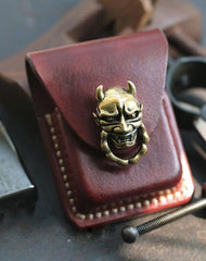 Red Brown Handmade Leather Mens Zippo Lighter Case With Belt Loop Cool Standard Zippo Lighter Holders For Men
