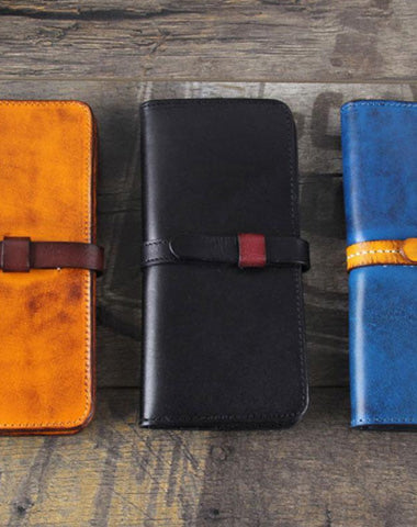 Handmade Leather Mens Cool Wallet Long Leather Wallet Phone Wallet for Men