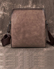 Vintage Coffee LEATHER MEN'S Small Side bag - Front View