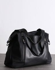 Womens Nylon Leather Work Handbags Mens Black Nylon 14'' Laptop Shoulder Purse for Ladies