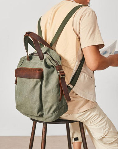 Canvas Mens Backpacks Canvas Green Satchel Backpack Canvas Computer Backpack for Men