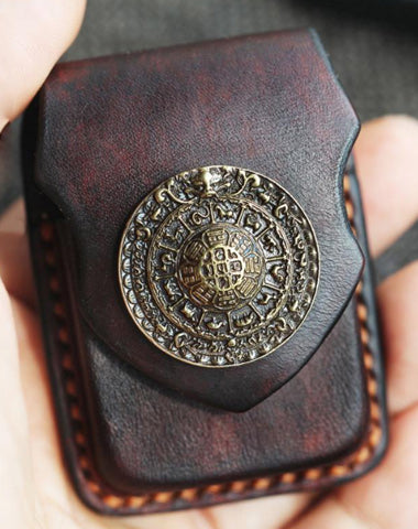 Cool Handmade Coffee Leather Mens Classic Zippo Lighter Case With Belt Loop Standard Lighter Holder for Men