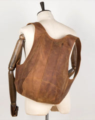 Cool Brown Leather Mens 13 inches Sport Backpack School Backpack Travel Backpack for Men