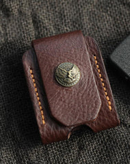 Cool Coffee Handmade Leather Mens Zippo Lighter Case Zippo Belt Loop Lighter Holders For Men
