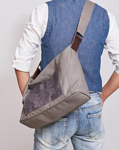 Canvas Mens 14 inches Side Bag Canvas Messenger Bags Canvas Travel Large Courier Bags for Men