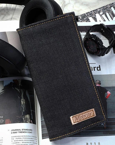 Cool Denim Mens Jean Long Wallet Bifold Slim Long Wallets For Men