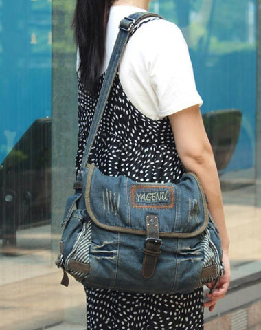 Blue Denim Mens Fashion Messenger Bags Large Jean Blue Shoulder Bag Po