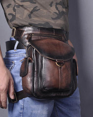 Leather Men Belt Pouch Thigh Bag Drop - Front View