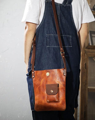 Vintage Tan Handmade LEATHER MEN'S Side BAG Courier Bag MESSENGER BAG Black Leather Postman BAG FOR MEN