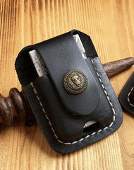 Handmade Mens Black Leather Classic S.T.Dupont Lighter Case S.T.Dupont Lighter Holder with Belt Loop