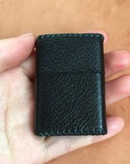 Cool Black Leather Mens Classic Zippo Lighter Case Handmade Standard Zippo Lighter Holder for Men