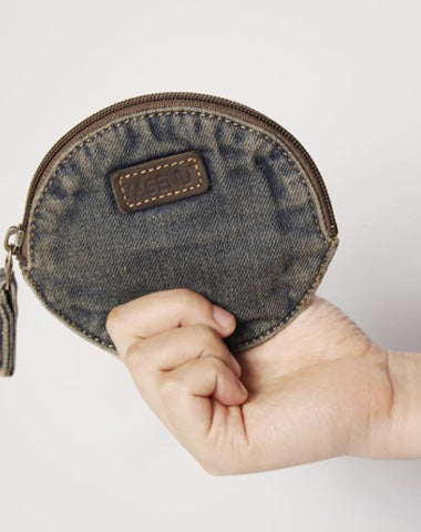 Blue Denim Mens Small Wallet billfold Wallet Keychain Wallet Coin Purse For Men