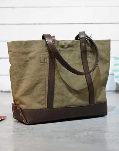 Handmade Canvas Leather Cool Mens Tote Bag Canvas Handbag Canvas Tote Canvas Messenger Bag for Men Women