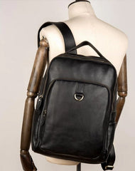 Casual Black Mens Leather 15-inch Computer Backpack Coffee Satchel Backpack School Backpacks for men